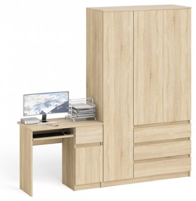 Мори Стол компьютерный МС-1 правый + Шкаф МШ1200.1, цвет дуб сонома, ШхГхВ 210,4х50,4х209,6 см., выдвижной ящик справа, НЕ универсальная сборка