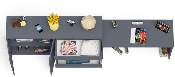 Мори письменный стол МСП1200.1 + Комод МК1600.1, графит