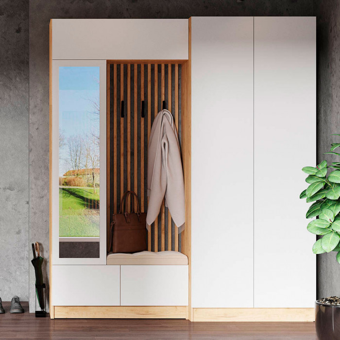 Прихожая Руэлла Центральная секция дуб крафт золотой/белый