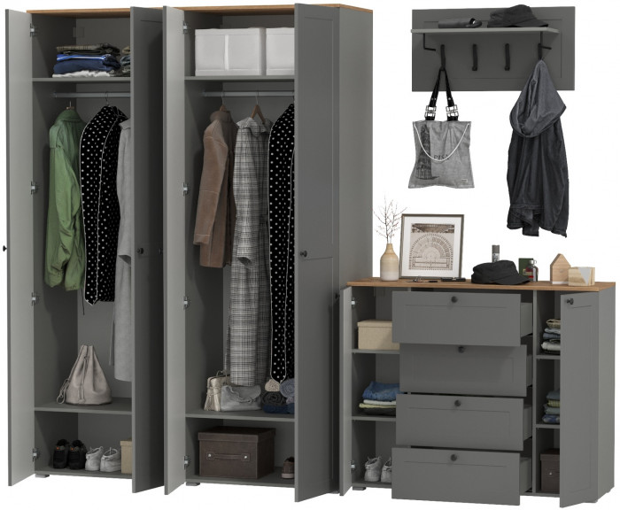 Остин Прихожая 27, серый графит/дуб крафт золотой