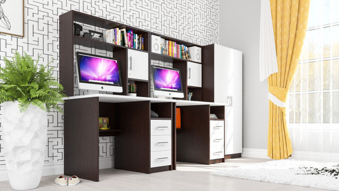 С-МД-СК9 Компоновка № 05, венге/белый шагрень