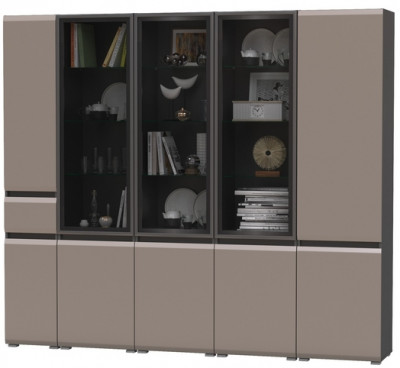 Сидней Комплектация № 020, корпус: антрацит/фасады: МДФ веллюто капучино