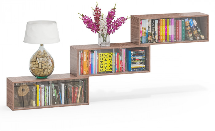 Три полки книжных С-МД-КН01, ясень шимо тёмный