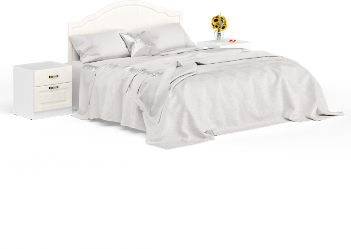 Ливерпуль Кровать 11.08 + основание + ножки + две Тумбы 08.146, ясень ваниль/белый