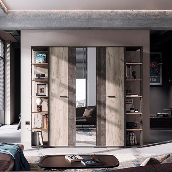 Эдинбург Шкаф ШК-01 (0,502х2,000х0,500) железный камень/дуб крафт серый