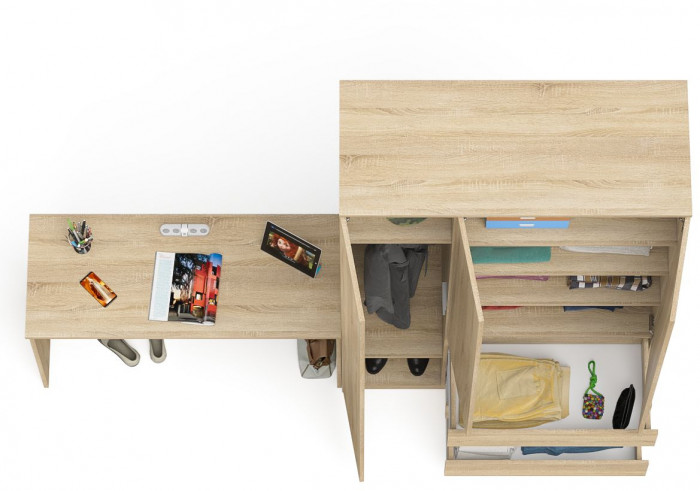 Мори письменный стол МСП1200.1 + Шкаф МШ1200.1, дуб сонома