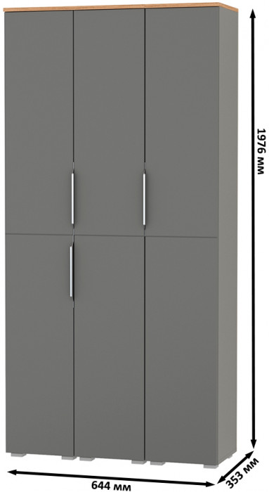 Октава 13.228 Шкаф-пенал + 13.228 Пенал + 13.228 Пенал, серый графит/дуб крафт золотой/фасады МДФ серый графит