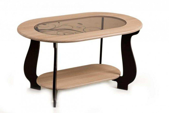 Стол журнальный СЖ-21 с рисунком Р4 венге/дуб