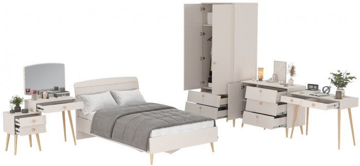 Афина Спальня 09-1200, цвет кашемир серый, сп.м. 1200х2000 мм., б/м, основание есть - фанера