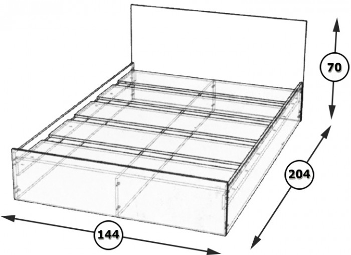 Стандарт Кровать 1400, цвет белый, ШхГхВ 143,5х203,5х70 см., сп.м. 1400х2000 мм., без матраса, основание есть