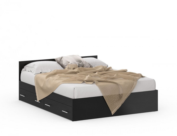 Кровать с ящиками 1600 + Шкаф угловой Стандарт, цвет венге, ШхГхВ 163,5х203,5х70 + 81,2х81,2х200 см., сп.м. 1600х2000 мм., без матраса, основание есть