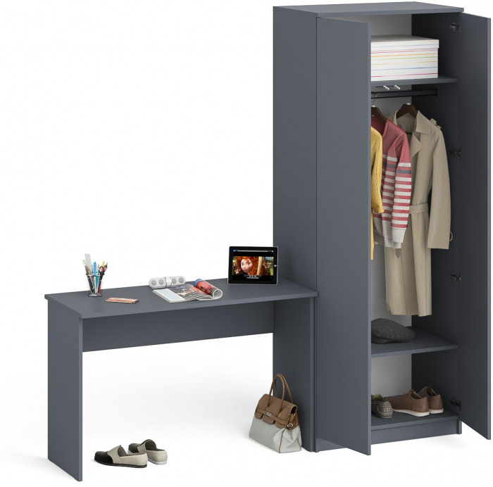 Мори письменный стол МСП1200.1 + Шкаф МШ800.1, графит