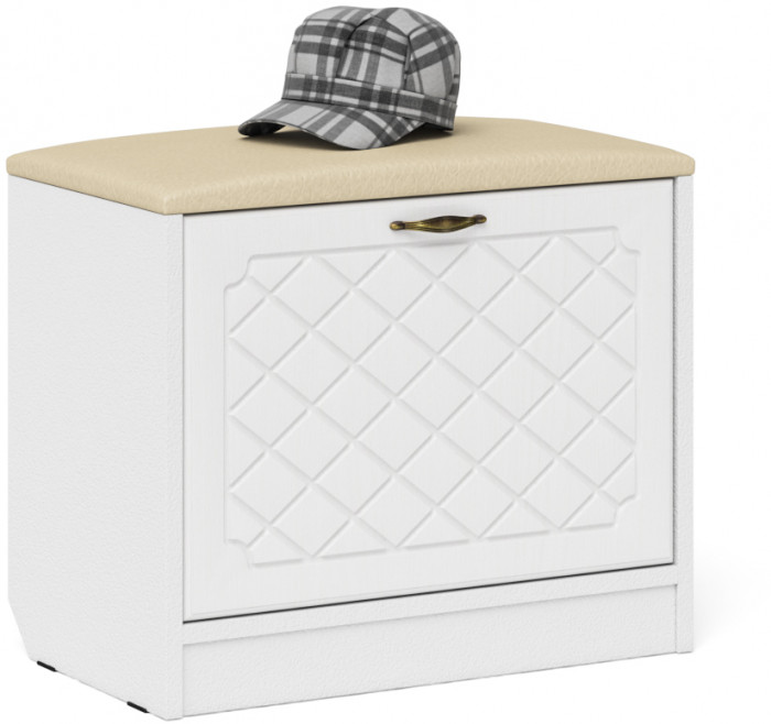 Прихожая П-6 Компоновка № 09, цвет белая шагрень/фасады МДФ белое дерево фрезеровка ромб, ШхГхВ 180х50х210 см., универсальная сборка