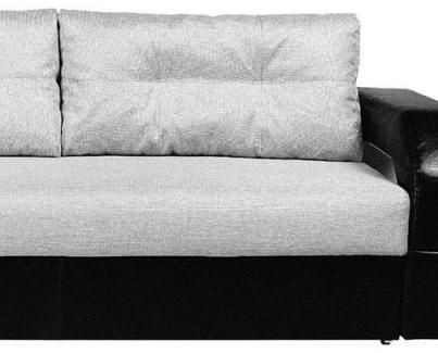 Диван-еврокнижка Манчестер, пружинный блок, 150х195,  рогожка/экокожа серый