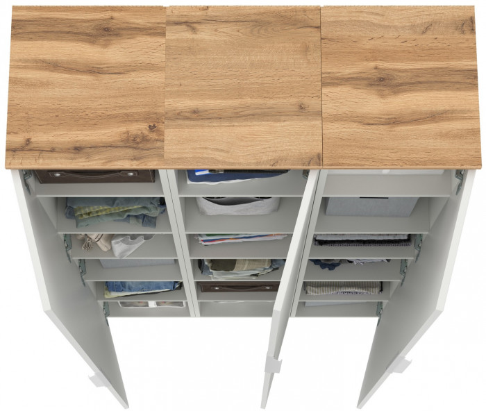 Октава 13.228 Шкаф-пенал + 13.228 Пенал + 13.228, белый шагрень/дуб крафт золотой/фасады МДФ белый шагрень