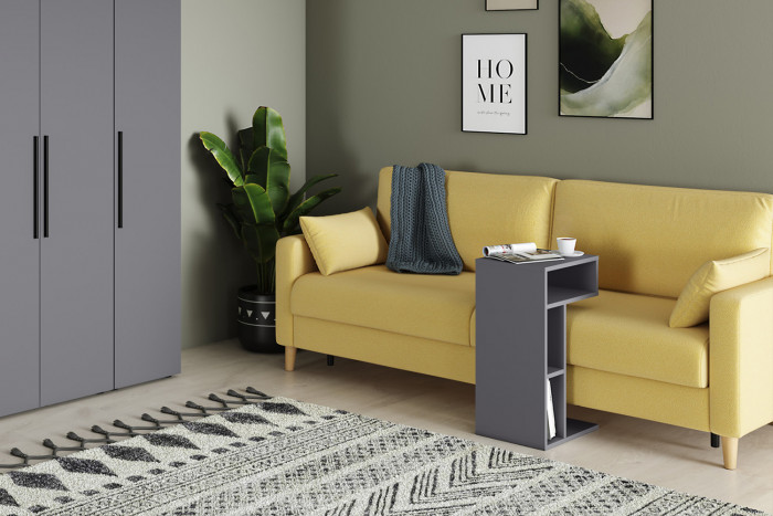 Эйр Гостиная 12.114 Стол журнально-приставной, цвет серый графит, ШхГхВ 67х30х40 см.(журнальный)/40х30х67 см.(приставной)