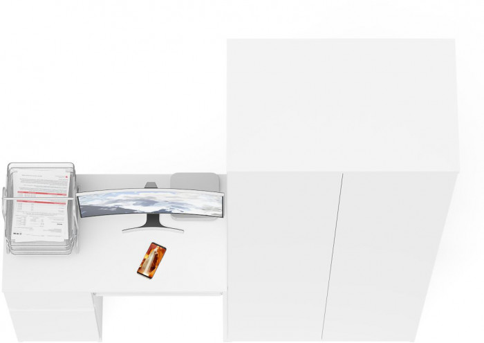 Мори Стол компьютерный МС-1 левый + Шкаф МШ800.1, цвет белый, ШхГхВ 170,4х50,4х209,6 см., выдвижной ящик слева, НЕ универсальная сборка