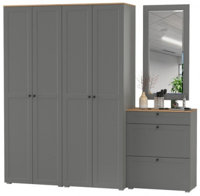 Остин Прихожая 28, серый графит/дуб крафт золотой