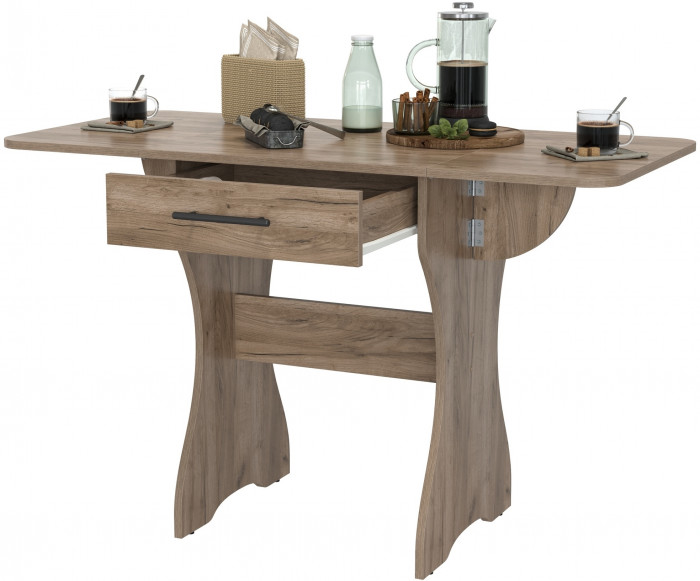 Стол обеденный раскладной с ящиком 6-02.120ТМдкт, дуб крафт табачный