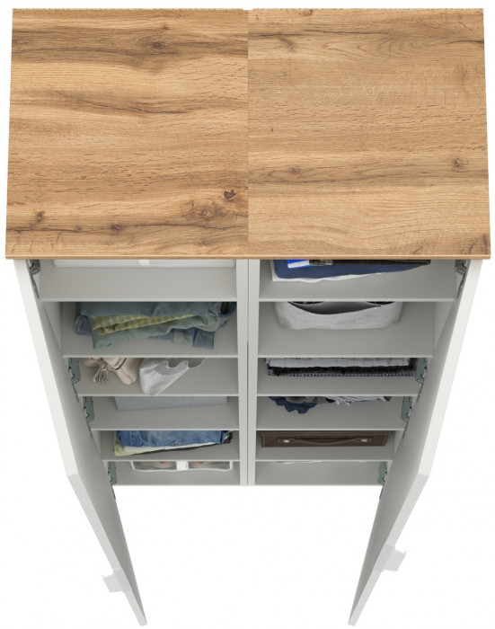 Октава 13.228 Шкаф-пенал + 13.228 Шкаф-пенал, белый шагрень/дуб крафт золотой/фасады МДФ белый шагрень