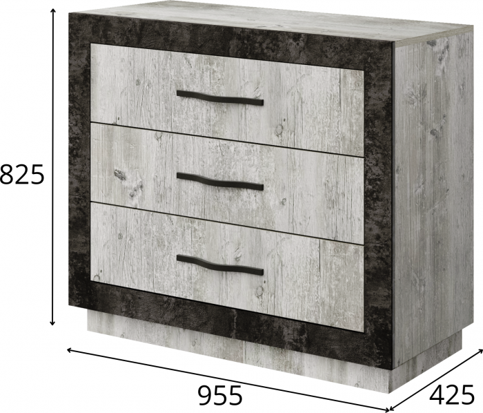 Комод с 3-мя ящиками "Эстель" - Сосна шале/Бетон спаркс
