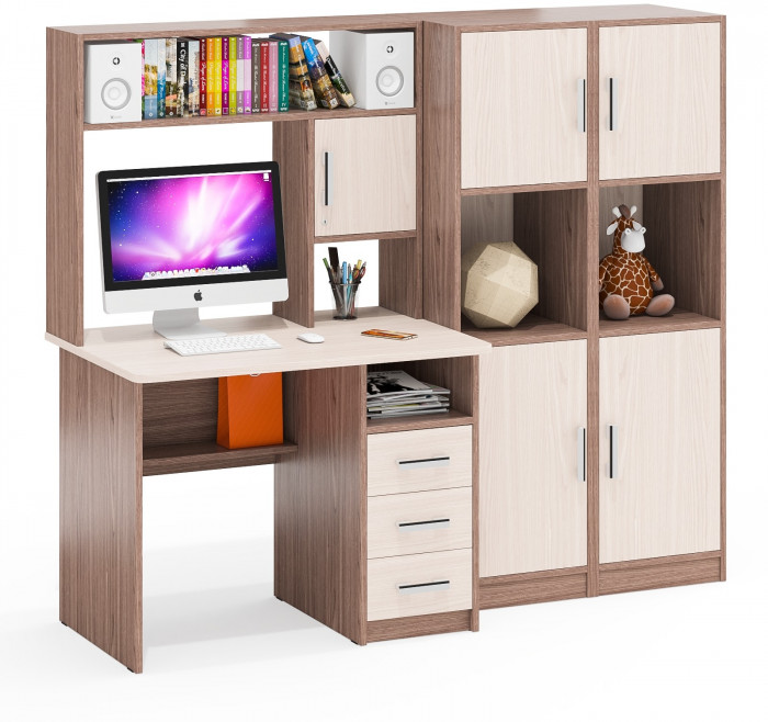 С-МД-СК9 Компоновка № 02, цвет ясень шимо светлый/ясень шимо тёмный, ШхГхВ 188х70х160 см., НЕ универсальная сборка