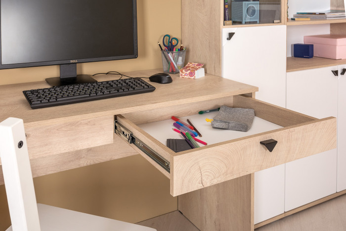 КР100 Бостон № 16, цвет дуб эндгрейн элегантный/фасады МДФ милк рикамо софт, 12.69+10.51+13.154+12.69+10.51, ШхГхВ 269х57,2х194,4 см., ун. сборка