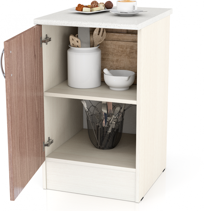 Кухня Мери ШН500 Стол 50 см., цвет дуб/ясень шимо тёмный, ШхГхВ 50х60х85 см., универсальная дверь (столешница № 130 сахара белая)