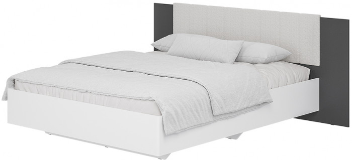 Кровать Шарм КР-18 160х200, проложки,Графит, Белый