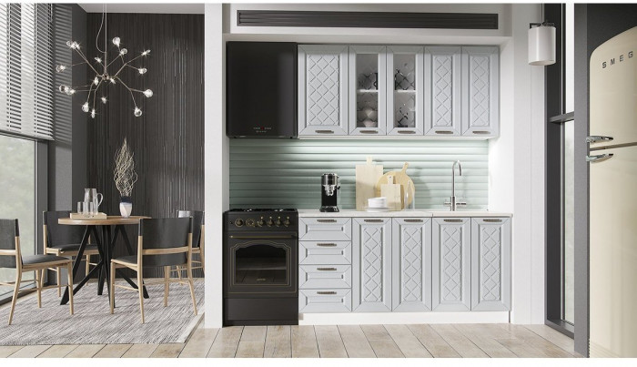 Кухня МДФ Агава 1600 (Акация белая / Трюфель, Белый)