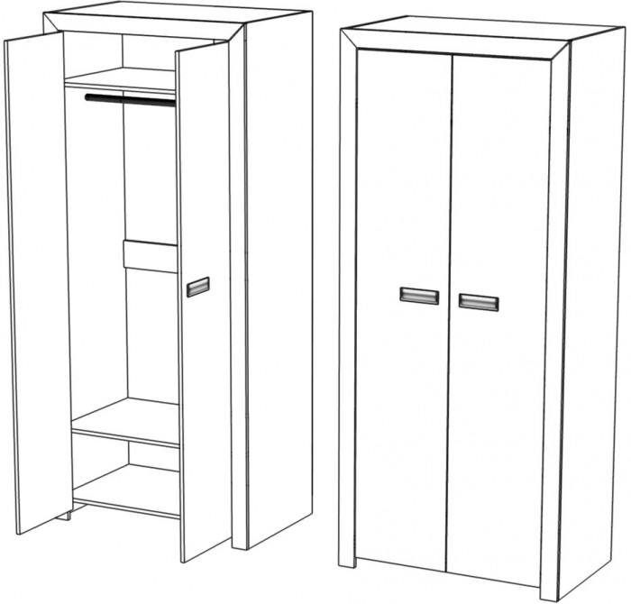 Шкаф двухдверный "Эстель" - Дуб полярный/Сосна натуральная