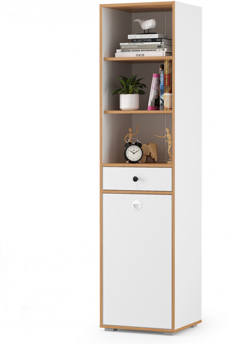 Вуди Компоновка № 13, цвет белый премиум/дуб крафт золотой, ШхГхВ 265х52,7х180,3 см., универсальная сборка