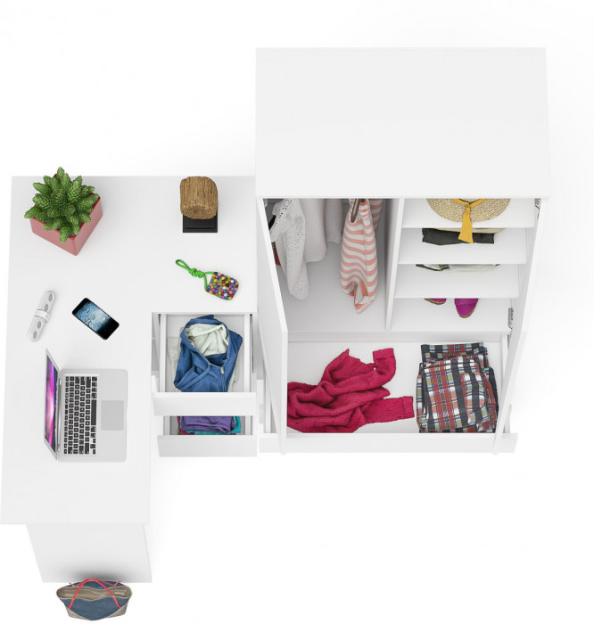 Мори компьютерный стол МС-16 правый + Шкаф МШ900.1, белый