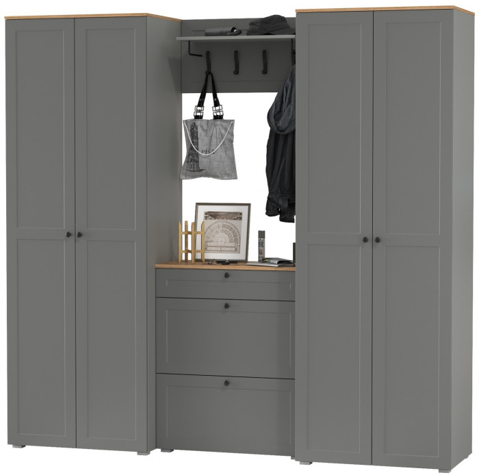 Остин Прихожая 29, серый графит/дуб крафт золотой