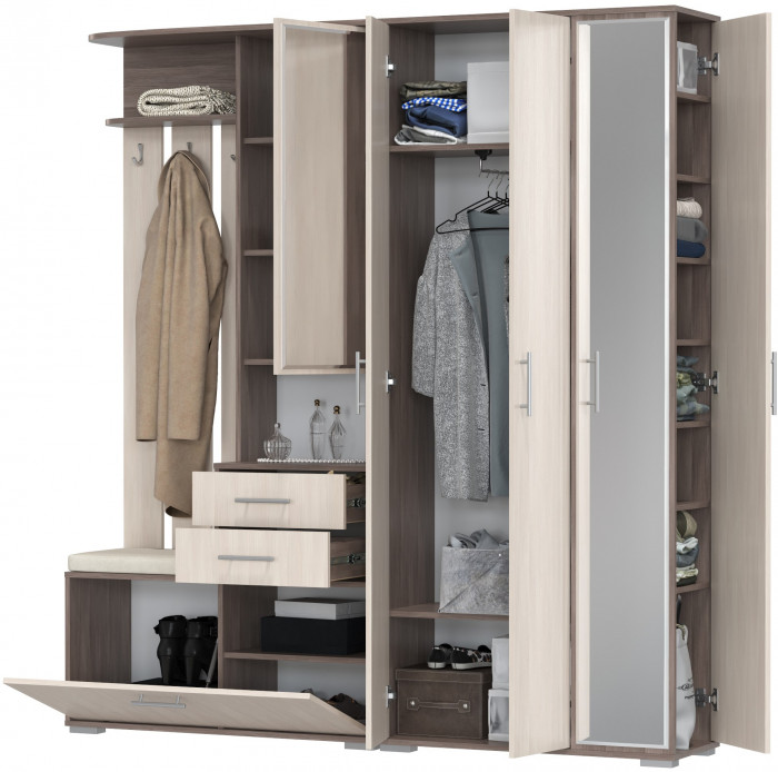 Прихожая Домино 5, бодега тёмный/бодега светлый