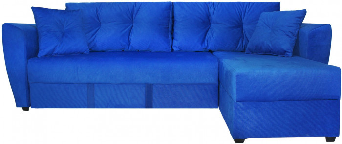 Диван-кровать угловой Амстердам Люкс, 160х200, еврокнижка, велюр, синий