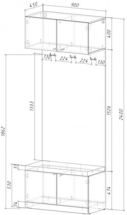 Модульная прихожая Кантри, композиция 2