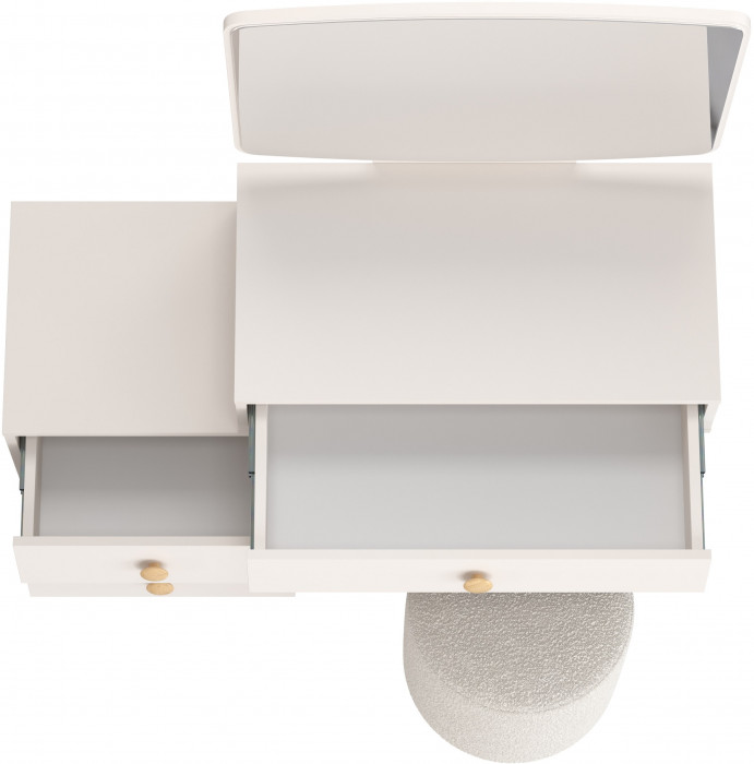 Афина Спальня 4-25901М1к.с. Трюмо + Банкетка 6-5137ТКШсв.серый Марта, цвет кашемир серый/ткань светло-серая, ШхГхВ 105х38,6х129 + 36х36х46 см, ун. сб.