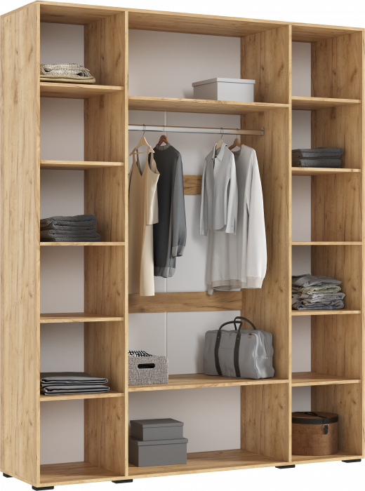 Флэш Шкаф 4-х ств. 1800 браш вайт/дуб крафт