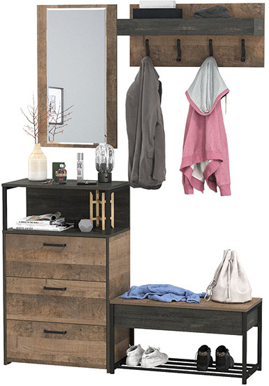 Трувор Прихожая 189, цвет дуб гранж песочный/интра, ШхГхВ 146х37х195 см., универсальная сборка