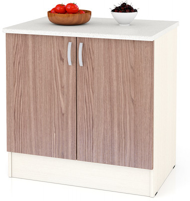 Кухня Мери ШН800 Стол 80 см., цвет дуб/ясень шимо тёмный, ШхГхВ 80х60х85 см. (столешница № 130 сахара белая)