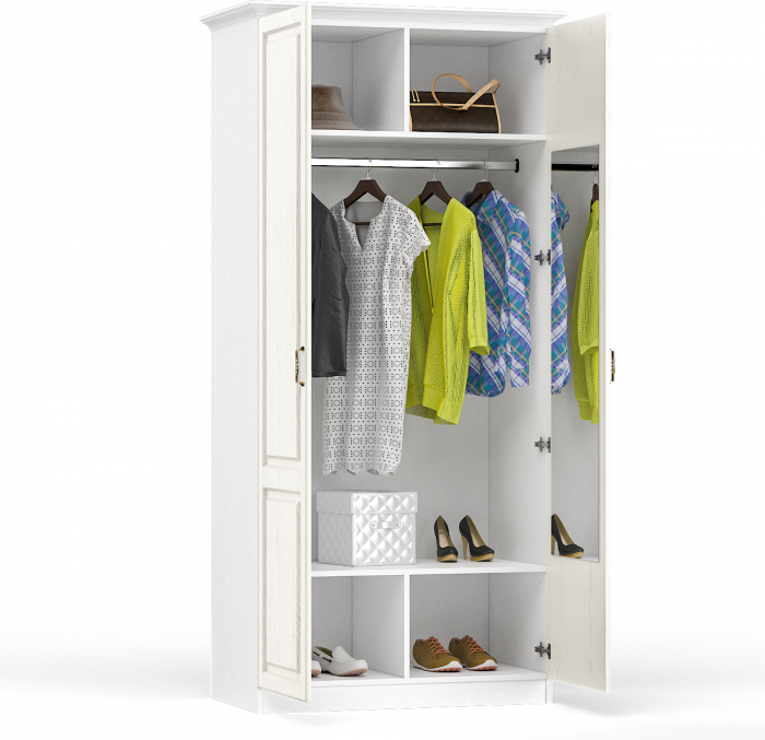 Ливерпуль Шкаф для одежды 13.134 + карниз, цвет ясень ваниль/белый, ШхГхВ 100х54,1х220,3 см.(без учёта карниза), 108,2х56,3х223,5 см.(с карнизом)