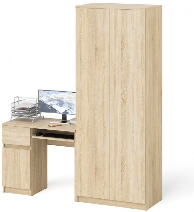 Мори Стол компьютерный МС-1 левый + Шкаф МШ800.1, цвет дуб сонома, ШхГхВ 170,4х50,4х209,6 см., выдвижной ящик слева, НЕ универсальная сборка