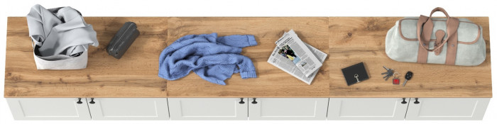 Остин 13.257 Тумба + 13.257 Тумба + 13.257 Тумба, цвет белый шагрень/дуб крафт золотой, ШхГхВ 240х41,9х43,7 см.