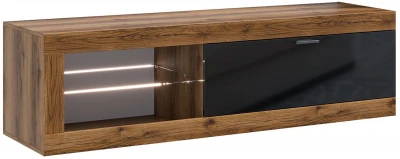 Прага Тумба ТВ мини Дуб Делано/Черный глянец
