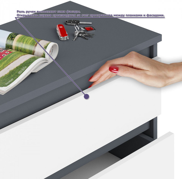 Мори компьютерный стол МС-6 правый + Тумба МТВ1204.1 + Полка 900, графит/белый