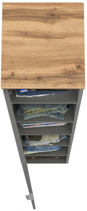 Октава 13.228 Шкаф-пенал, серый графит/дуб крафт золотой/фасады МДФ серый графит