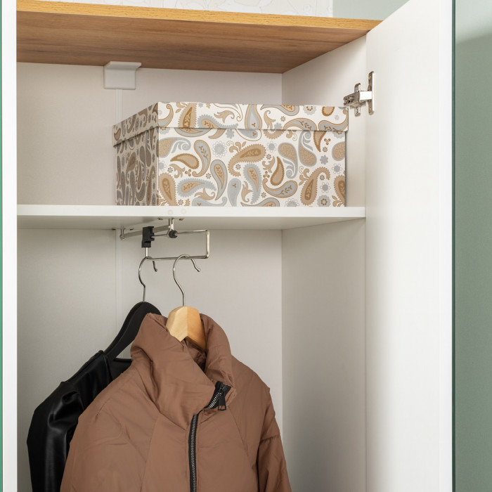 Октава Прихожая 30, белый шагрень/дуб крафт золотой/фасады МДФ белый шагрень