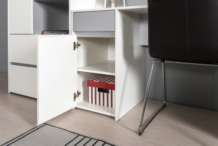 Торонто Компоновка № 25, цвет белый шагрень/стальной серый, сп. м. 800х1900 мм., б/м, основание есть, универсальная сборка