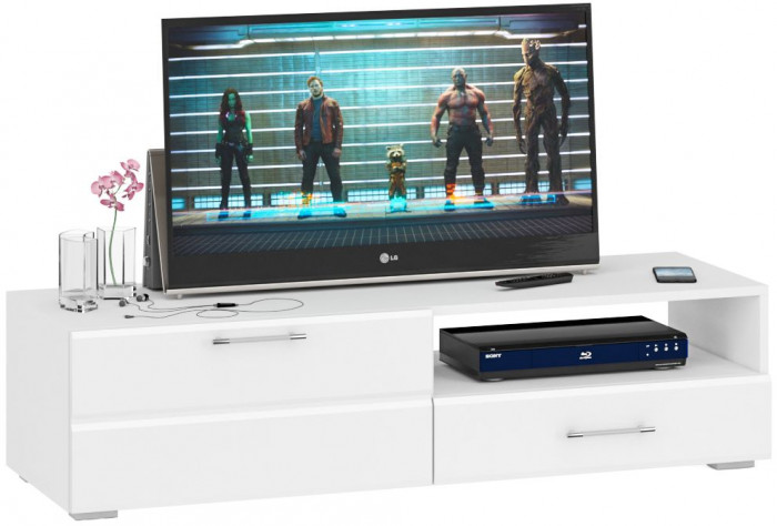 Спальня Стандарт 4-1800Я, белый/фасады ТВ тумбы МДФ белый глянец